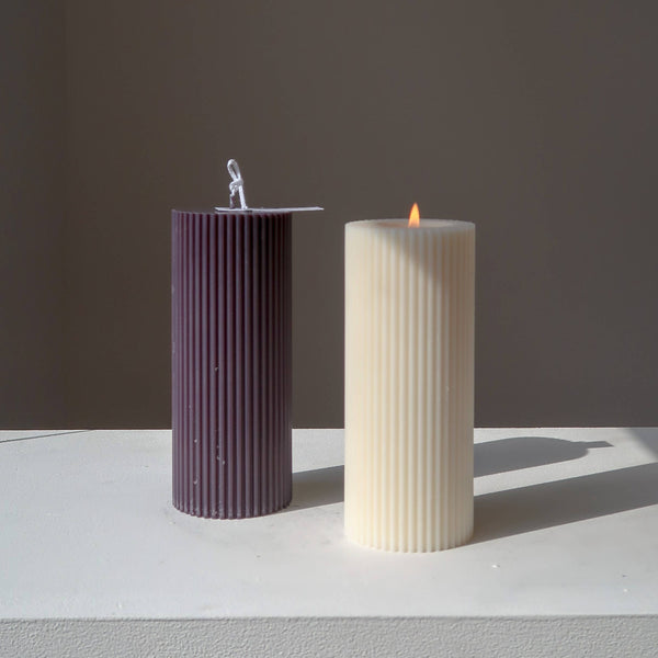 Soy Ribbed Pillar Candle