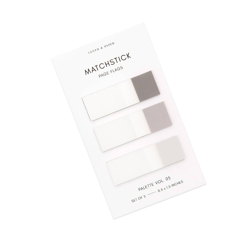 GRAY Matchstick Page Flag Set | Palette Vol. 03 | Cortado, Au Lait + Angora