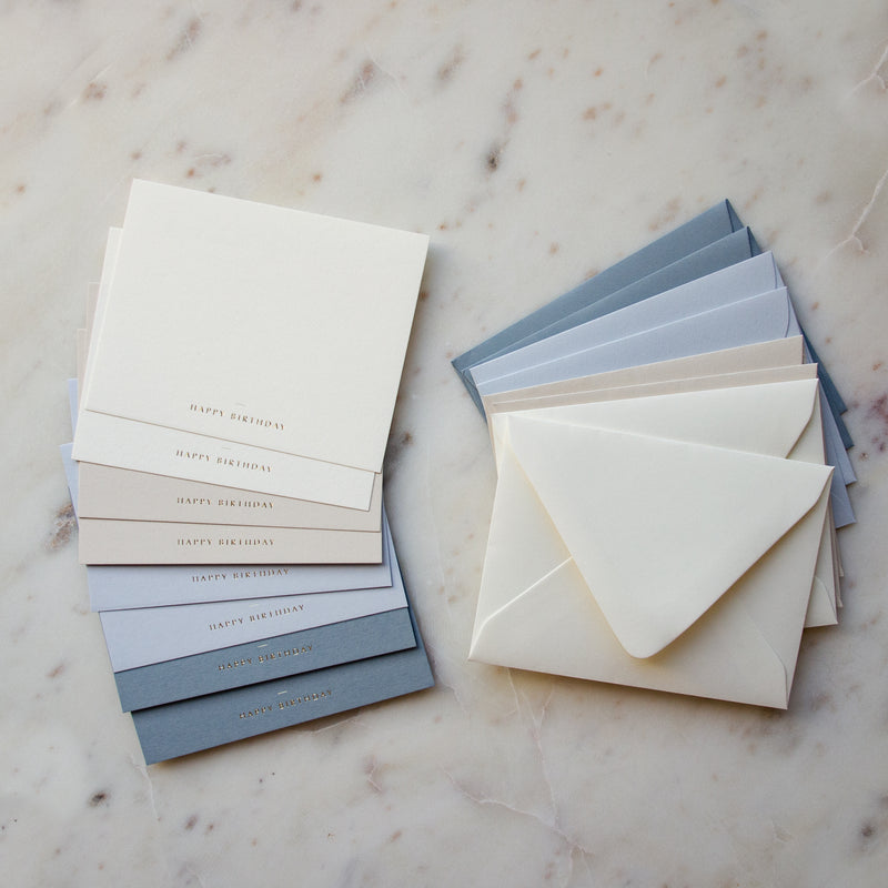 Happy Birthday Ombre Dusty Blue Cards