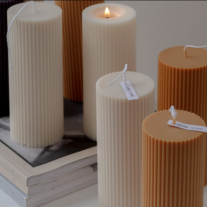 Soy Ribbed Pillar Candle