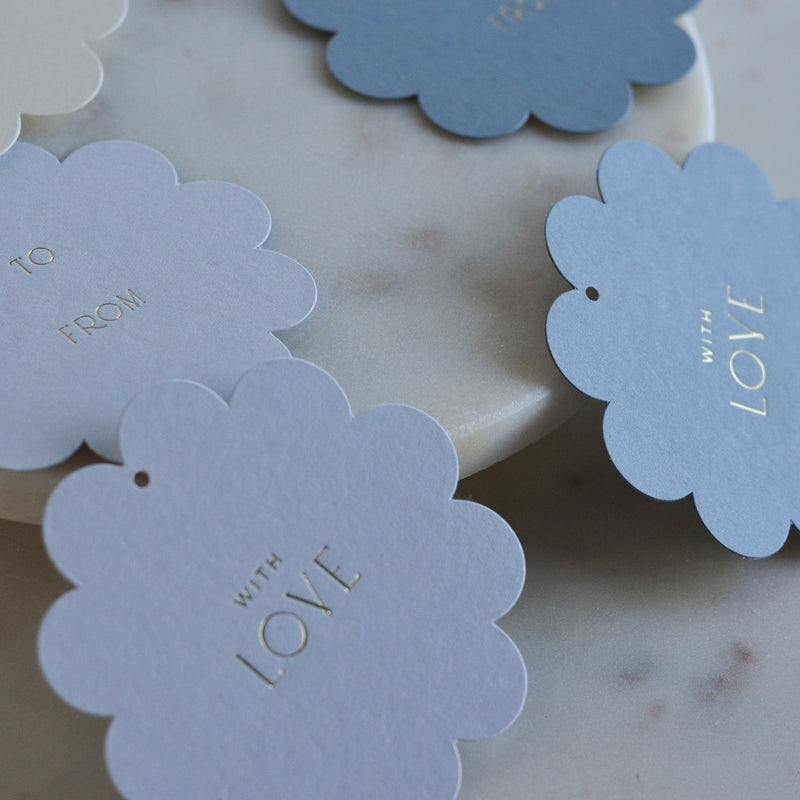 Ombre Blue Scalloped Gift Tags