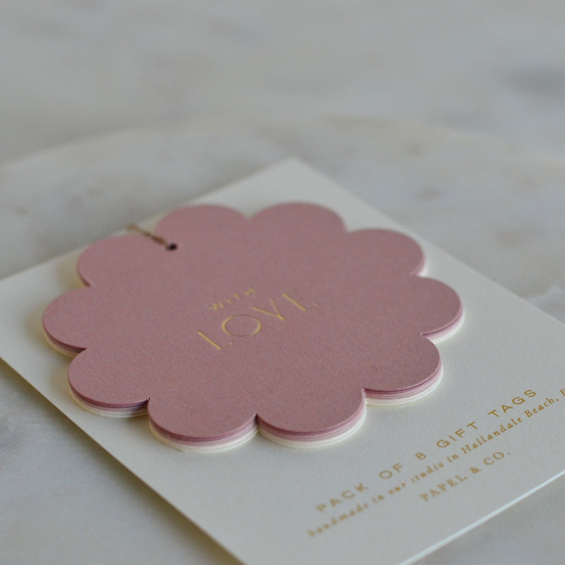 Ombre Pink Scalloped Gift Tags