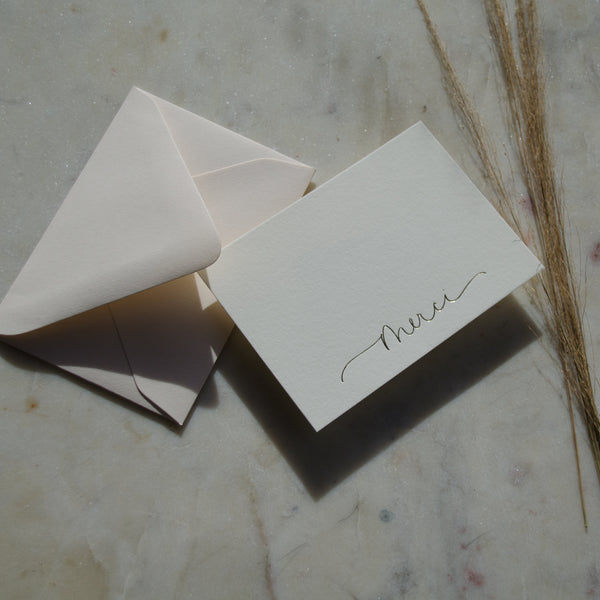 Foil Pressed Merci Card and Envelope